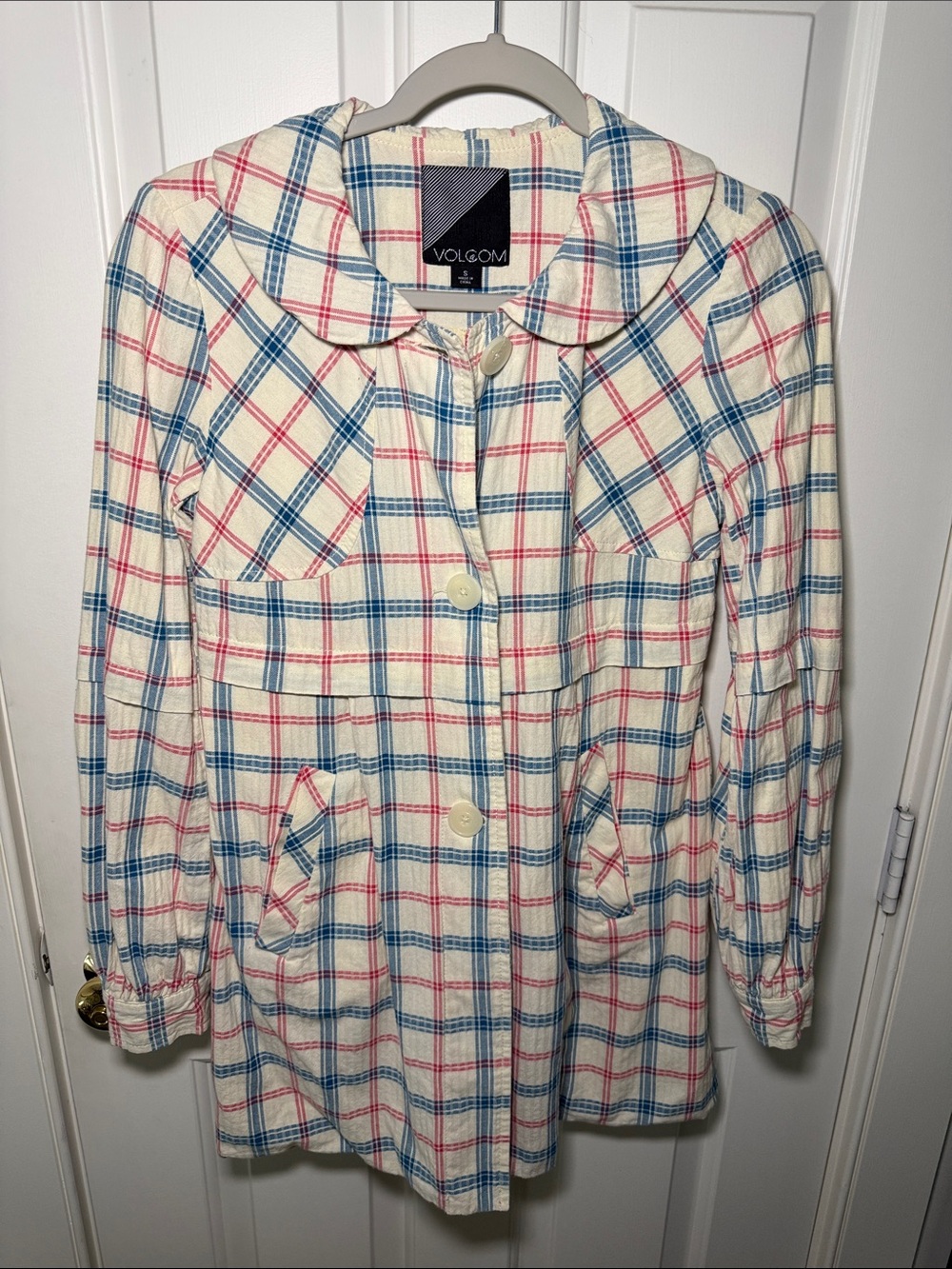 Volcom Cream Plaid Button-Front Shacket